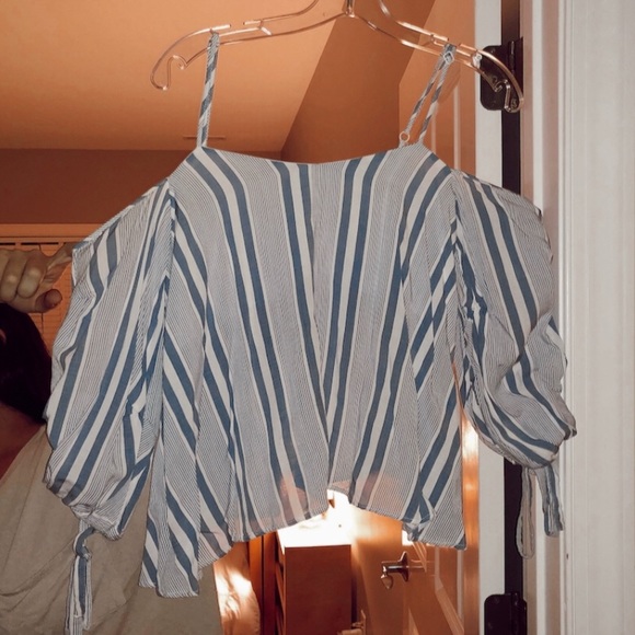 She + Sky Tops - blue and white top